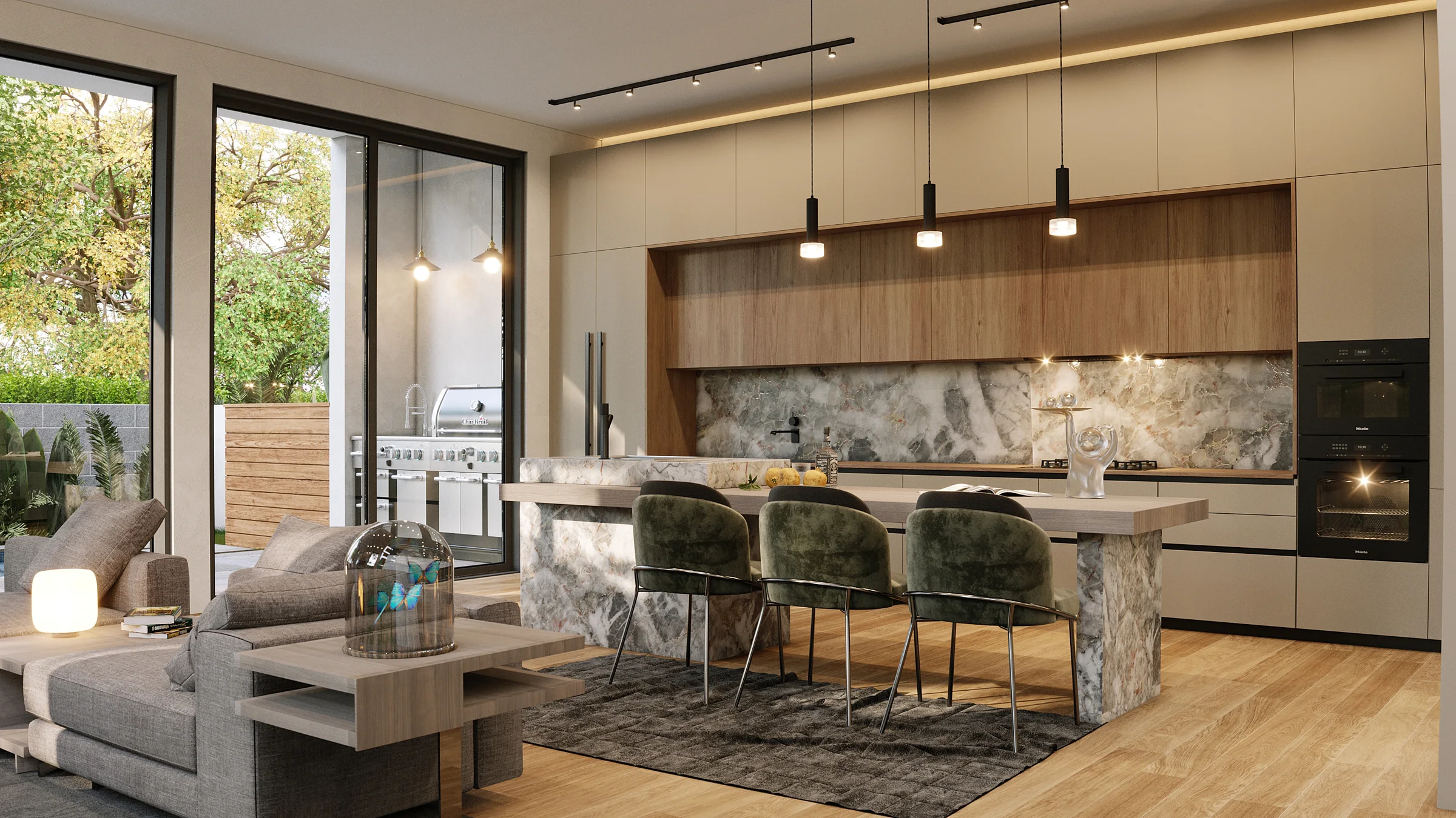 Interior rendering — kitchen island